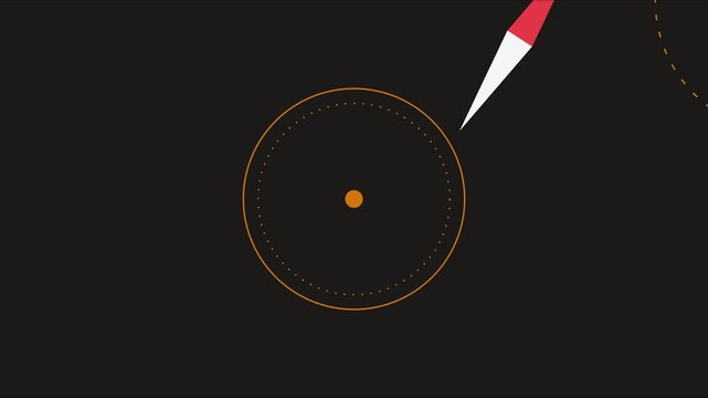 Minimalist compass animation rotating on dark background, navigation and direction concept 4k orientation