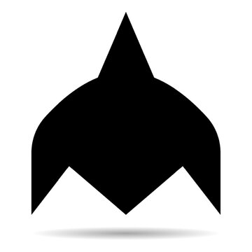 one black kite icon with shadow on white background.