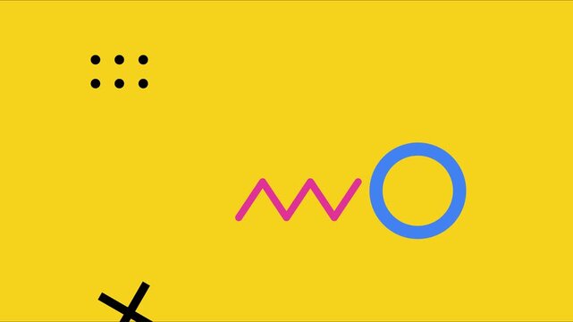 Minimalist memphis style motion animation 4k background, with dynamic geometric, shapes and abstract patterns