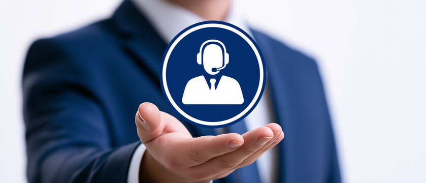 Customer Service Icon Held by Businessman