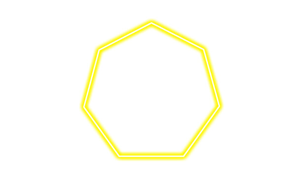 Glowing yellow heptagon isolated on transparent background