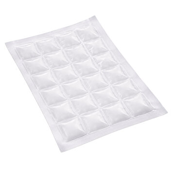A single flexible ice pack sheet with twenty four individual ice