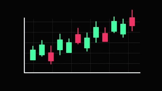 Crypto candlestick trading chart on computer screen for financial anal