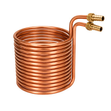 Industrial isolated copper cooling coil with brass fittings, heat