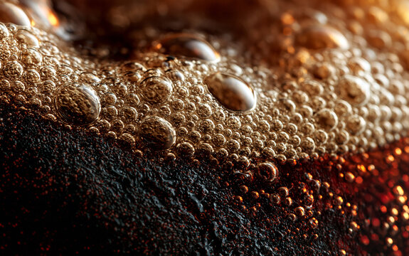 Refreshing dark beer cascades invitingly a macro view of cool indulgence and satisfying moments captured beautifully