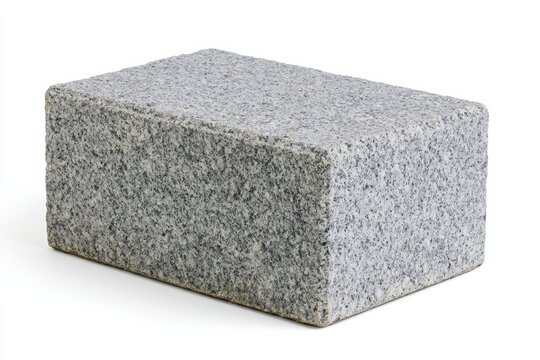 Gray Granite Stone Block Isolated on White Background