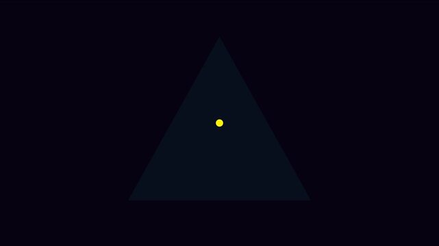 Minimalist geometric animation with pulsing triangle and cyan outline shapes 4k motion triangle abstract