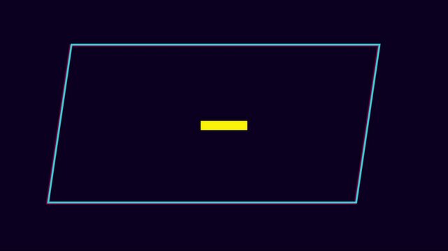 Minimalist glitch parallelogram shape with pulsing yellow center line animation 4k geometric
