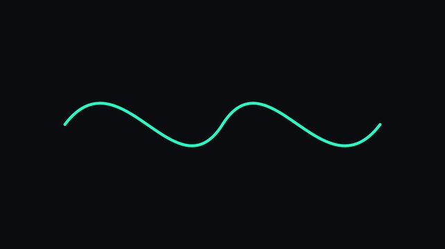 Minimalist neon green sine wave animation on 4k black background, for technology and, science motion abstract