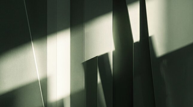 Abstract Geometric Architecture Wall with Sunlight and Shadows