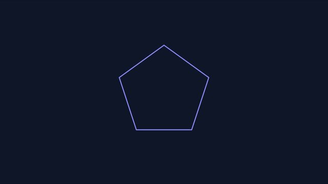 Minimalist neon pentagon shape animation pulsing on dark 4k background, geometry