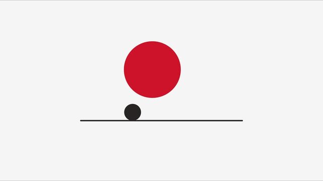 Minimalist red circle bouncing over 4k black dot motion animation