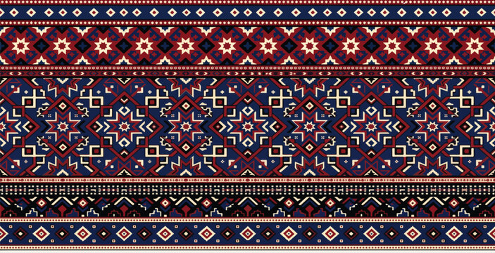 Pakistani Ajrak Decorative Frame with Traditional Geometric Textile Pattern