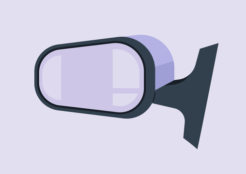 A sleek grey rear view car mirror stands against a soft background, inviting viewers to explore its smooth curves and unique design, It embodies modern art with its understated charm.
