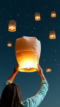 A Serene Monk Amidst the Vibrant Lantern Festival, Capturing the Essence of Cultural Celebration and Peace