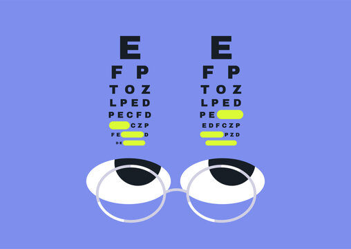 The checkup test features bold letters arranged in a visually stimulating pattern, encouraging individuals to focus on their eyesight, The bright pink background adds a fun element to the experience.
