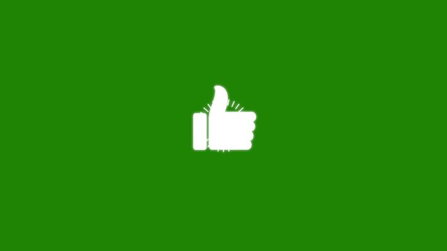 Hand thumb like icon in flat design animated on green screen.Abstract like icon in flat design for social media,positive reaction animation 4k video with alpha chanel.
