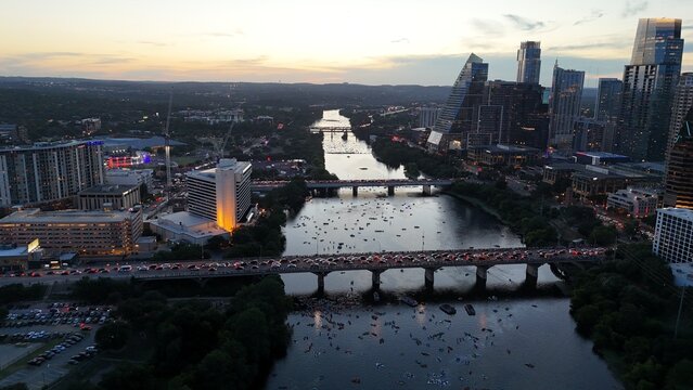 Downtown just before fireworks celebration in Austin