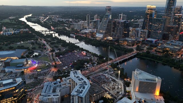Downtown just before fireworks celebration in Austin