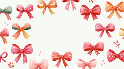 Obraz premium Colorful array of decorative bows on a light background.