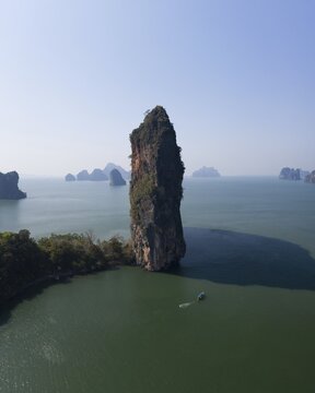 Aerial view, high karst rocks, Ao Phang-Nga National Park, Phang-Nga Province, Thailand
