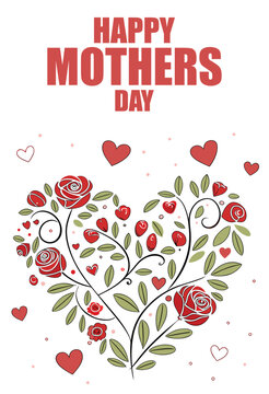Roses arranged in a heart shape celebrate Mother's Day on this decorative greeting card design.