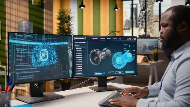 Researcher upgrades a turbine component with AI while using artificial intelligence software to refine blade aerodynamics and boost clean energy output.