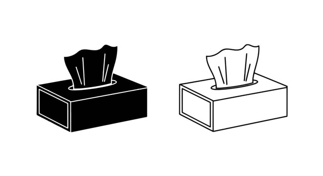 Vector illustration of vector icons of tissue box on a transparent background