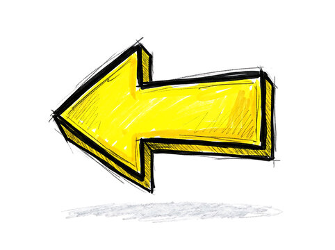 Hand drawn yellow arrow pointing left