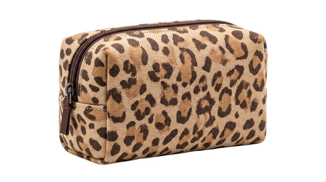 Leopard print makeup bag with zipper, animal pattern cosmetic pouch for travel, stylish vanity case for beauty products