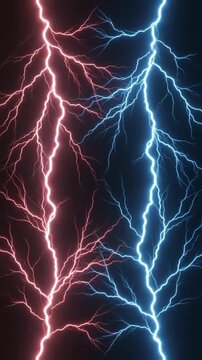 Red Blue Lightning Crackling Vertical Neon Energy Animation