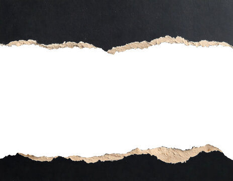 Ripped black paper texture featuring a torn center edge creating a horizontal space for creative text or graphic content placement