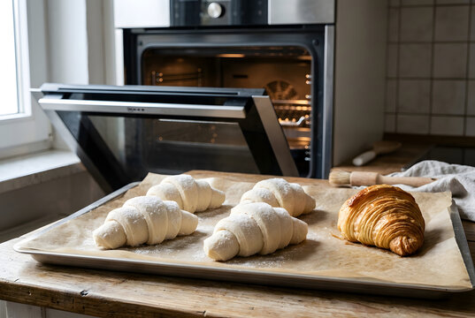 Gefrorene Croissants werden zu Hause frisch gebacken