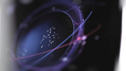 Orbital data globe with luminous flight paths © Mircea