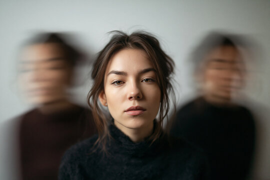 Young Woman Experiencing Mental Turmoil and Anxiety Concept