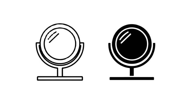 Vector illustration of set of two round mirror icons on a transparent background
