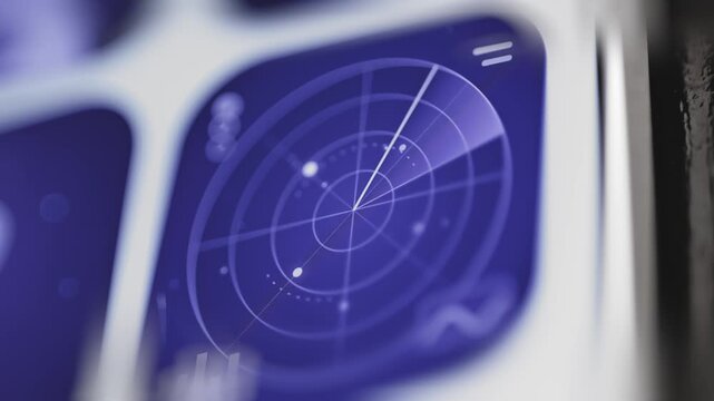 Orbital radar dashboard rotates with analytical charts