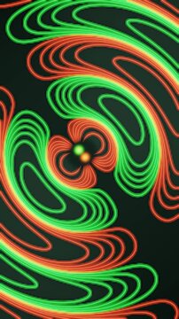 Oscillating Dipole Radiation With Electric Field Line Loops Detaching And Propagating Seamless Loop in subtle emerald tones vertical 9:16