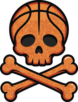 Basketball skull and crossbones mascot vector logo