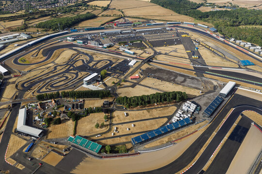 Aerial View of Silverstone Circuit on a Sunny Afternoon