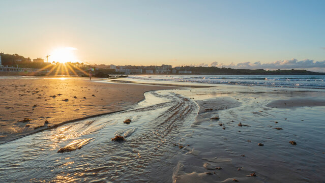 Evening scene at El Sardinero Beach, Santander, Spain
