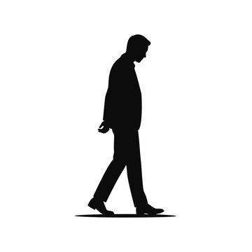 Silhouette of a man walking and looking down