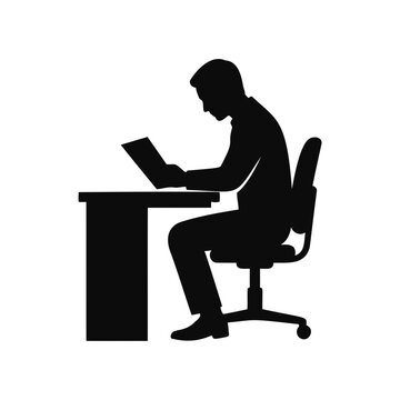 Man sitting at office desk reading document