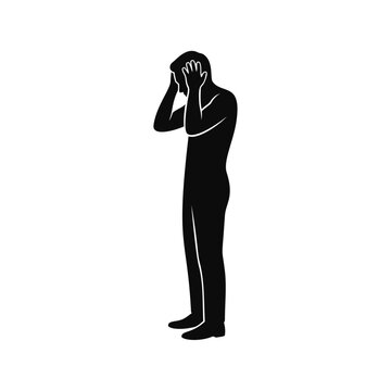 Man holding head in despair silhouette