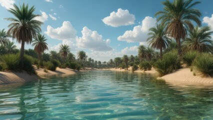 Fototapeta premium Lush oasis waterway