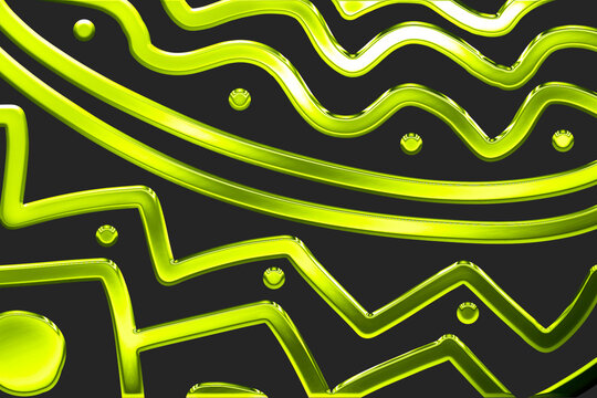 Glossy Green Line Art with Dots PNG Clipart