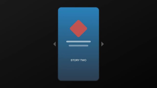 Mobile Phone App Interface Animation Displaying Social Media Story Navigation with Generic Icons