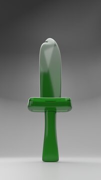 3d render of a green sword on a black background