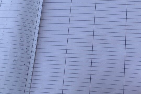 Handwritten Accounting Ledger Sheet in Lined Paper Notebook