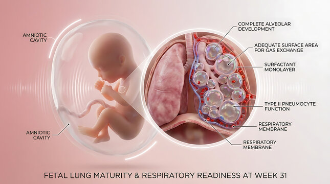 Transparent Complete Lung Maturity and Alveolar Surface Area Expansion Within Amniotic Sac with Surfactant at Week Thirty-One